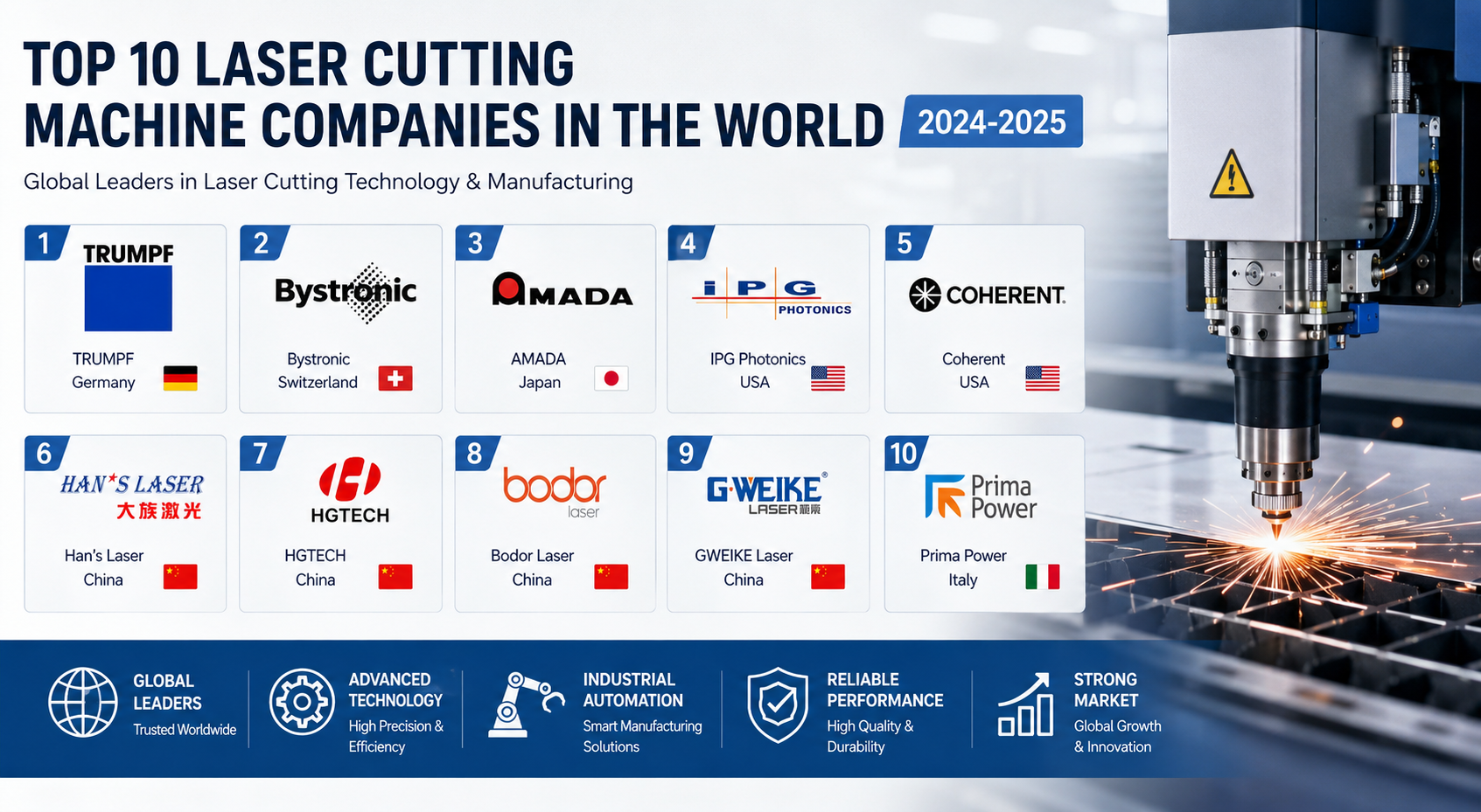 Top 10 Laser Cutting Machine Companies in the World (2024–2025 Updated List)